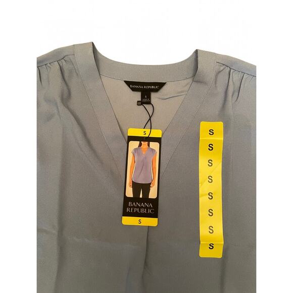 Banana Republic Light Blue Cap Sleeve Blouse Size Small New with Tags 0517U - Picture 5 of 8